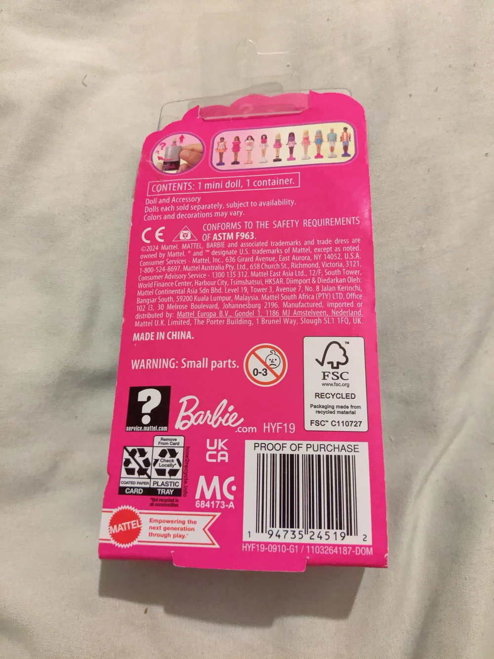 Barbie Mini Barbieland Pink Lipstick Container & Mystery 1.5
